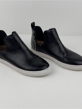 Beast Fashion Black Studded Slip On Sneaker Boots Womens Sz 6.5